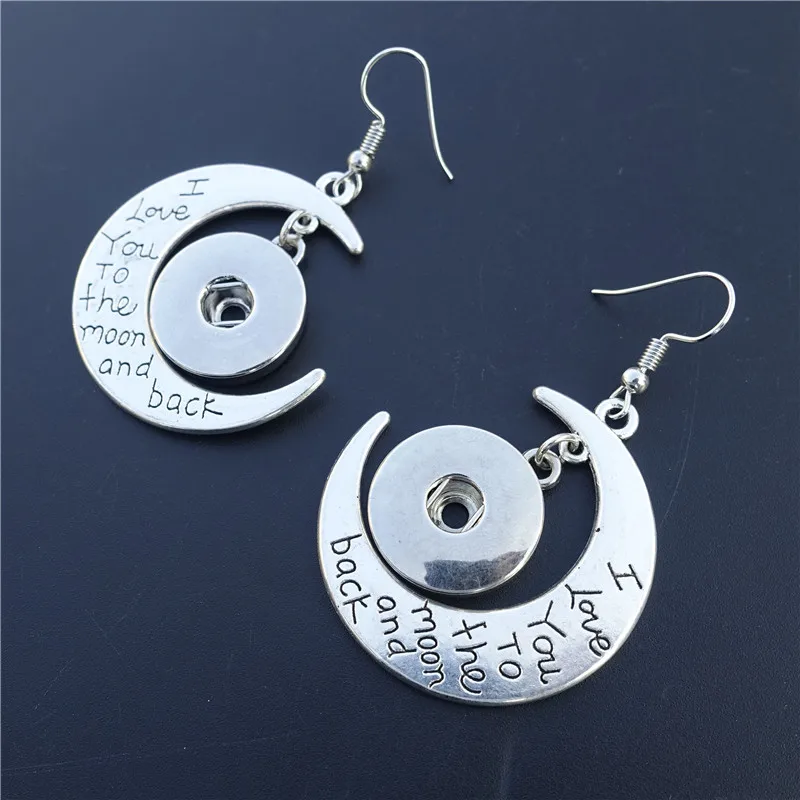 

Metal 18mm Snap Buttons Earrings I Love You To The Moon And Back Earrings For Women
