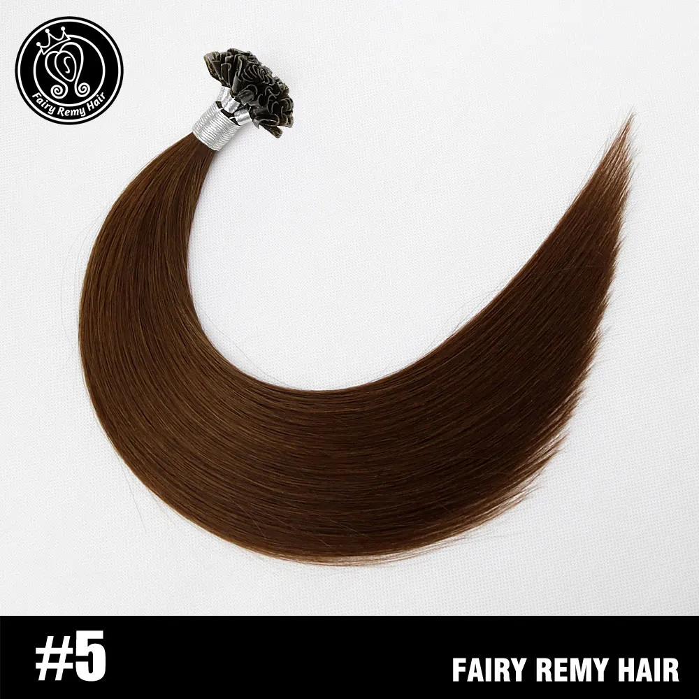 Сказочные волосы remy 20 дюймов 1 г/локон настоящие волосы Remy для наращивания на кератиновых пластинах, европейские человеческие волосы на капсулах 50 г/упак - Цвет: #5