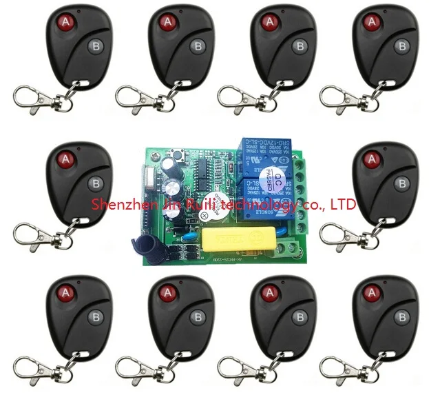 

AC220V 2CH 2Channe Wireless Remote Control Switch System teleswitch 1*Receiver +10*Transmitters for Appliances Gate Garage Door