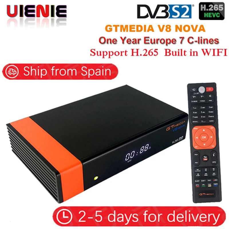 

GTMedia V8 Nova Full HD DVB-S2 Satellite Receiver 1 Year Europe Clines Same Freesat V9 Super Upgrade From Freesat V8 Super