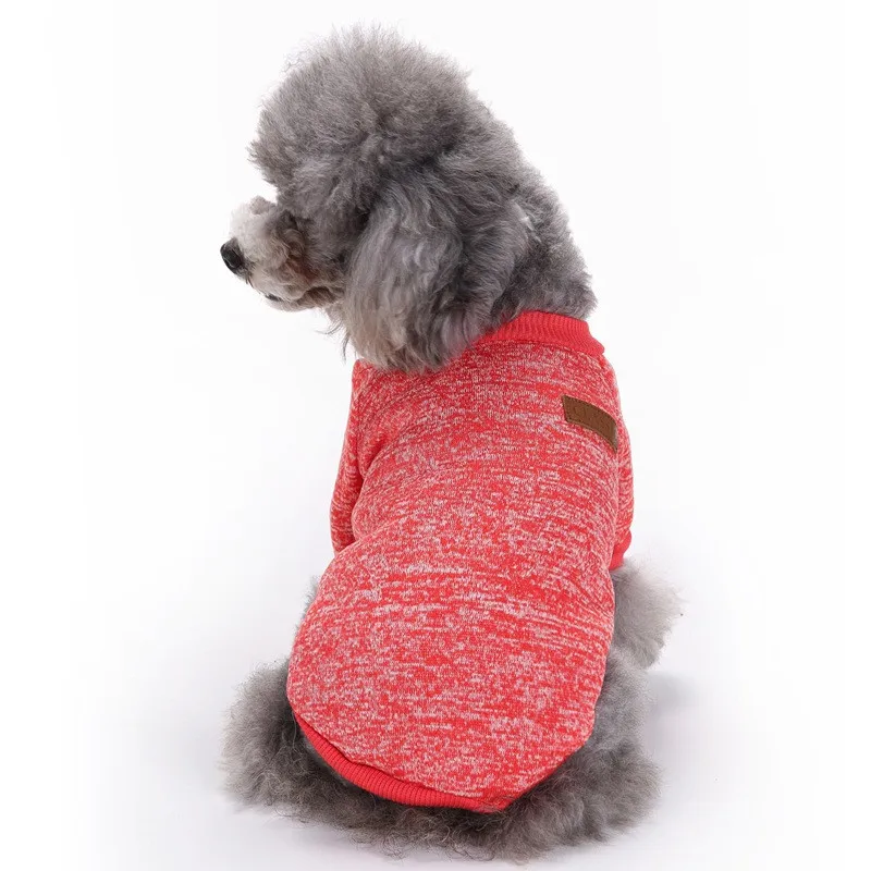 

New Autumn/winter Wool Dog Sweater Simple Knitting Sweater for Small and Medium Dog Pet Clothes Pet Supplies(red,brown)
