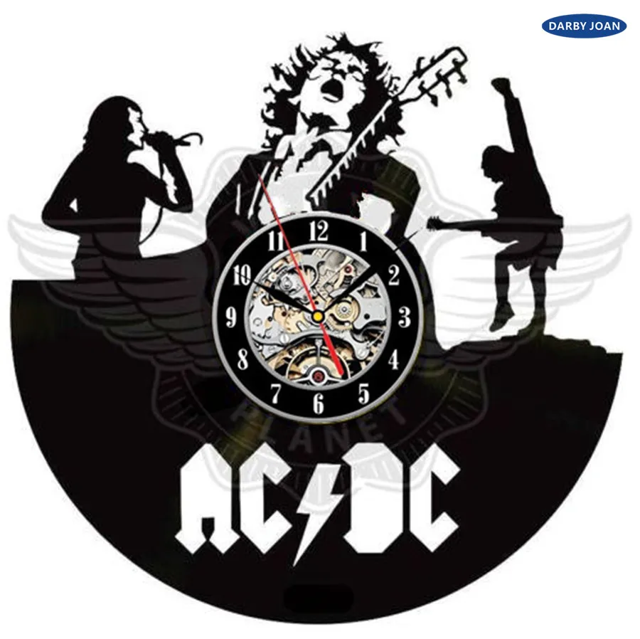 Часы на стену AC/DC РУЧНОЙ Виниловая Пластинка Настенные Часы 12 ''30 см Декор Стены Урожай Вентилятор Подарок la crosse