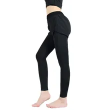 Тренировочные карманы на молнии для женщин, для фитнеса, для верховой езды, с карманами на молнии, поддельные две штаны для фитнеса, тонкие быстросохнущие штаны