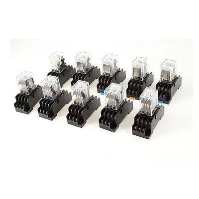 10Pcs DC 12V Coil 4PDT 14Pin Green LED General Purpose Power Relay w Socket Base 10Pcs DC 12V Coil 4PDT 14Pin Green LED General Purpose Power Relay w Socket Base