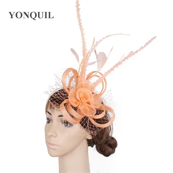 

elegant ladies champagne hair fascinators hat on hair comb women fancy feather hair accessories wedding race Multicolors SYF463