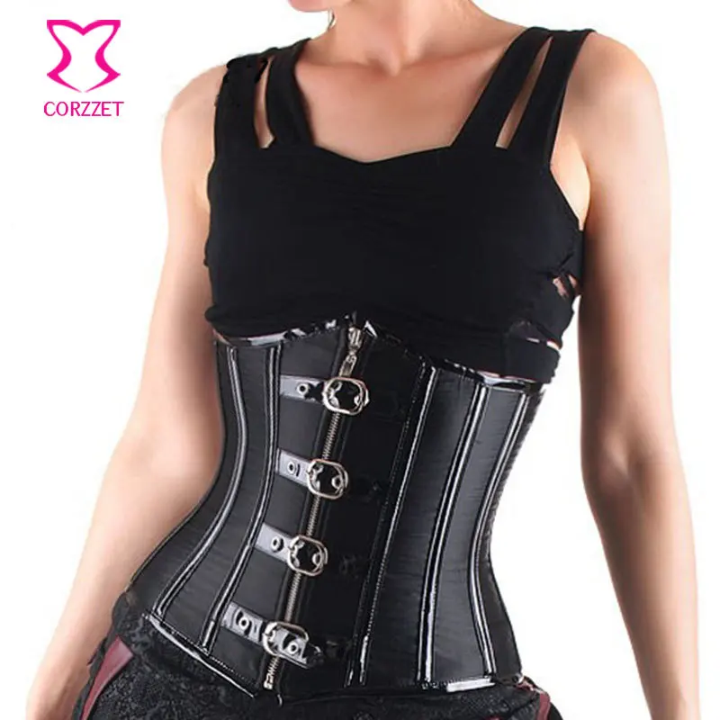 Готический стальной корсет с косточками под грудью сексуальный утягивающий