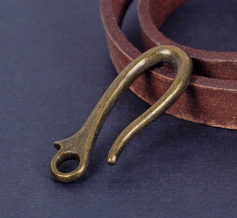 

10X 15*43mm Retro Brass Belt Keyring U Hook FOB Clip for Key Chain Wallet Chain