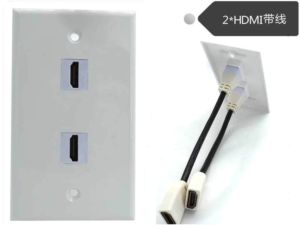 2 Gold Plated HDMI Pigtails Wall Plate Face Cover for Home Theater DVD