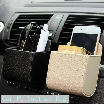 

Universal Car Mobile Phone Pouch Hanger Bag PU Leather Car Auto Air Outlet Coin Bag Case