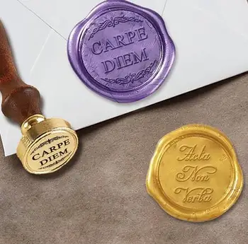 

Custom Wax Seal Words-2-4 Line Text Layout with line border & handle options