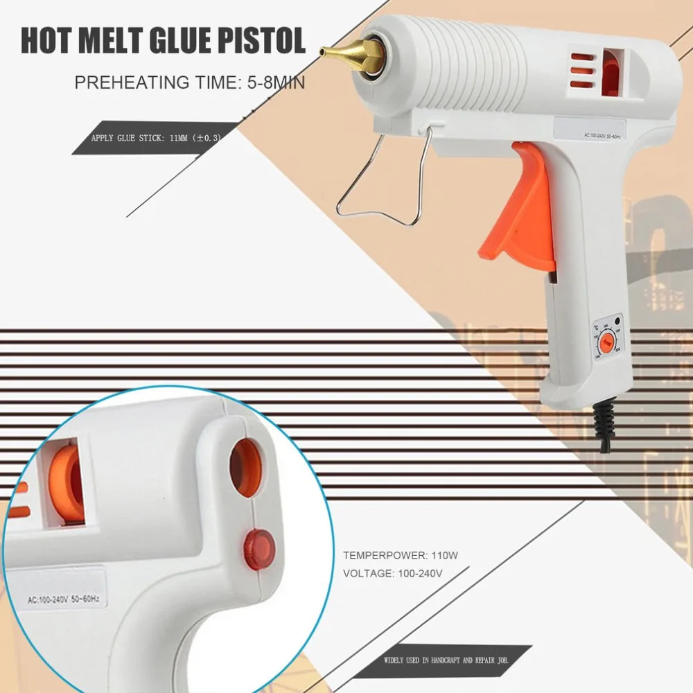 Профессиональный AC 100-240V 50-60Hz 100W Регулируемый температурный термоклей пистолет медная насадка ремонтные Инструменты Горячая Распродажа