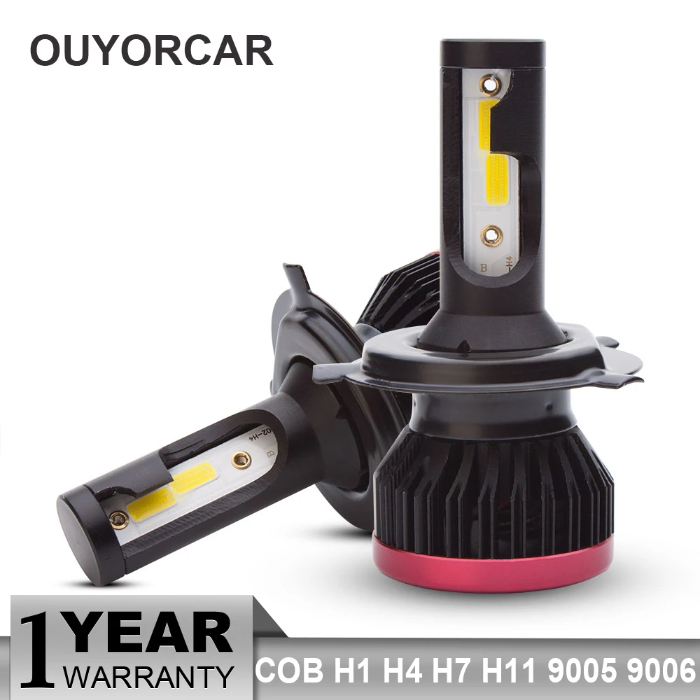 2 шт. H7 H4 светодиодный лампы для передних фар 72 W фары 10000LM H8 9005 9006 COB Чип HB3 H11 H1 Hi