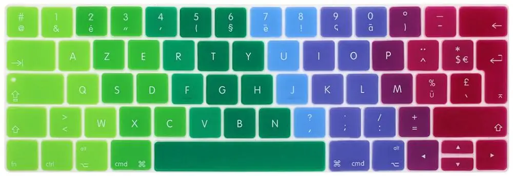 French layout EU Keyboard Cover For macbook touchbar 13"15"A1990 A1989 A1707 A1706 AZERT Laptop Keyboard Protective Film - Цвет: Colorful