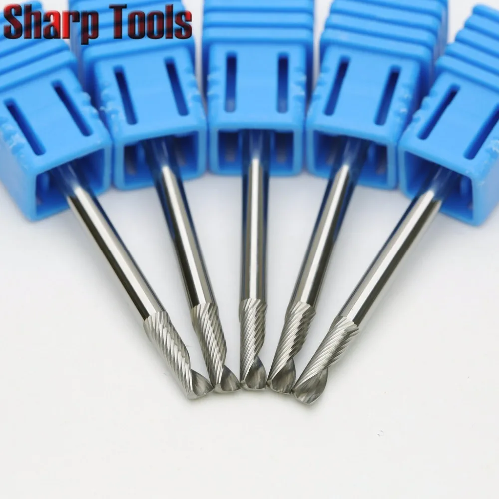 TOP 3.175*10mm Single Flute End Mill Tungsten Carbide Cutter Engraving