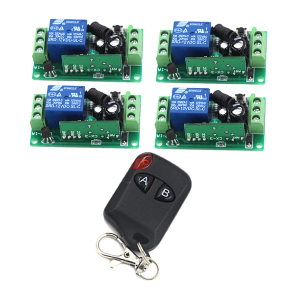 1CH Wireless Remote Control Switch System z wave 12V 4pcs Receiver