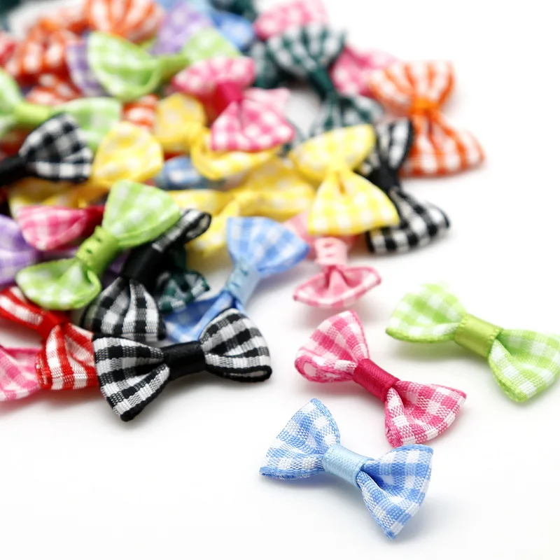 

25pcs/lot 3X1.5cm Checked Satin Ribbon Bow Gift Package Bow Tie Wedding Party Apparel Decoration DIY Handmade Craft Accessories