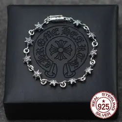 S925 серебро браслет персонализированные модные классические украшения Ретро шесть-звезды пары панк хип-хоп стиль горячие модели подарок