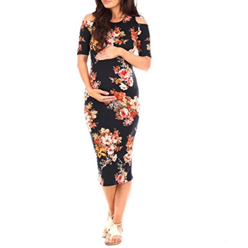 2018 Summer Floral Maternity Dresses Short sleeve Pregnancy Dress for Pregnant Women Daily Wearing Fashion Maternity Clothes (13)