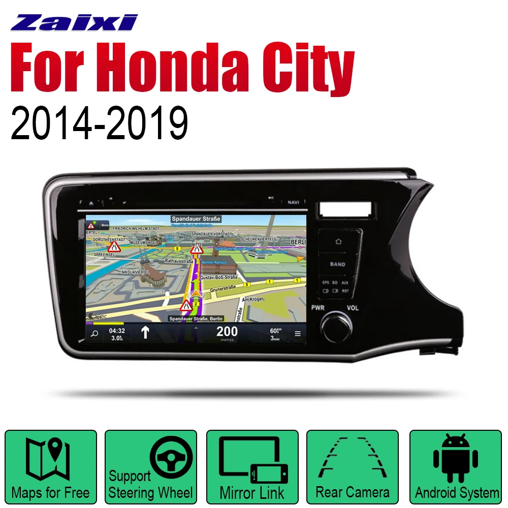 

Auto DVD Player GPS Navigation For Honda City 2014~2019 Car Android Multimedia System Screen Radio Stereo RHD