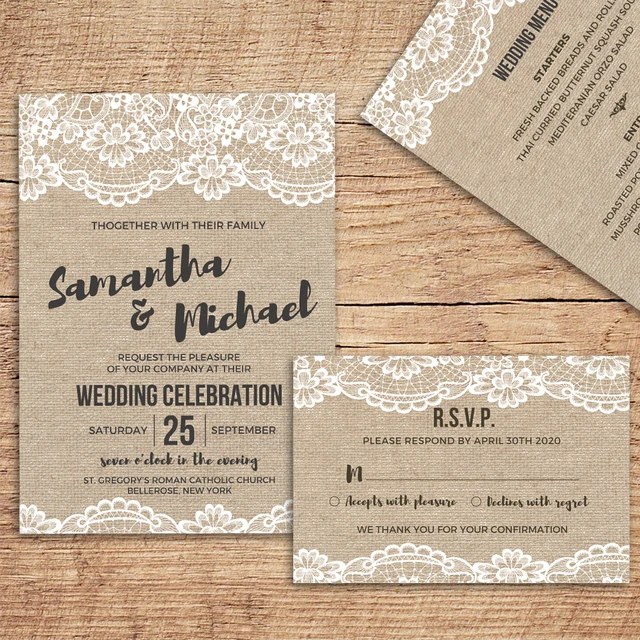 Wedding Invitations With Envelope Vintage Invitations Cards Rsvp