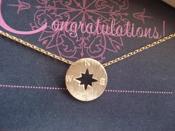 

New Small Compass geometry Pendant Charm necklace lucky navigation South Direction Necklace Disc Circle Disk Necklace jewelry