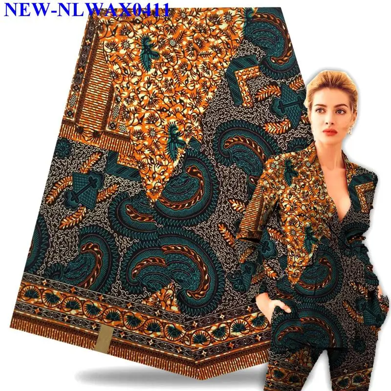 

2019 Latest style 100% Cotton African Wax Clothes Dutch Wax 6 yards for party dress african High Quality wax dutch MJE27