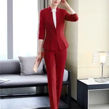 Формальные Элегантные женские блейзеры брючные костюмы женские красные блейзеры женские деловые костюмы со штанами и пиджаками комплекты одежды для работы YY