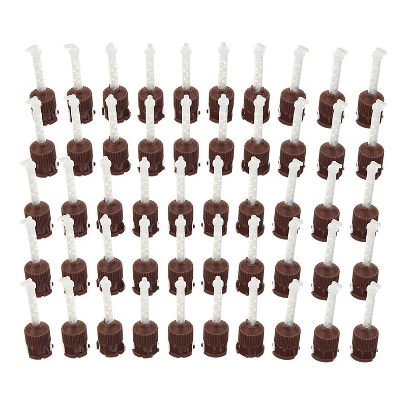 

50x Dental Impression Tip Temporary 1: 1 Silicone Rubber, 50X Brown Bend Tip