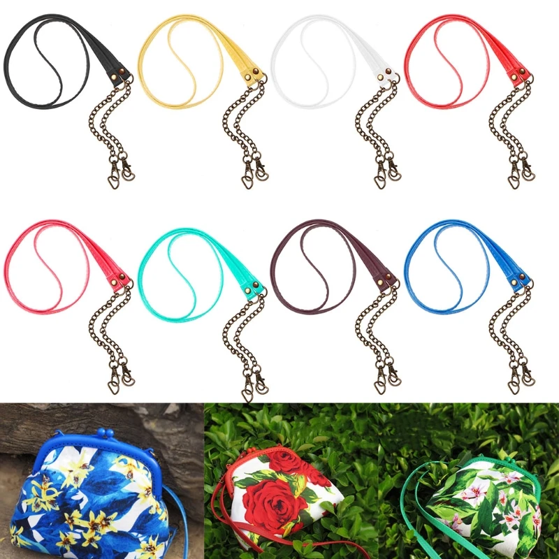 

120cm Chain & Purse Leather Shoulder Crossbody Handle Handbag Bag Strap Replacement 2pcs Metal Buckles