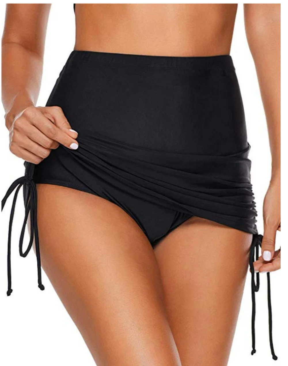 

Women Sexy Beach Skirt Bathing Push-ups Hem Fold Swimming Skirt Drawstring Swim Skirts