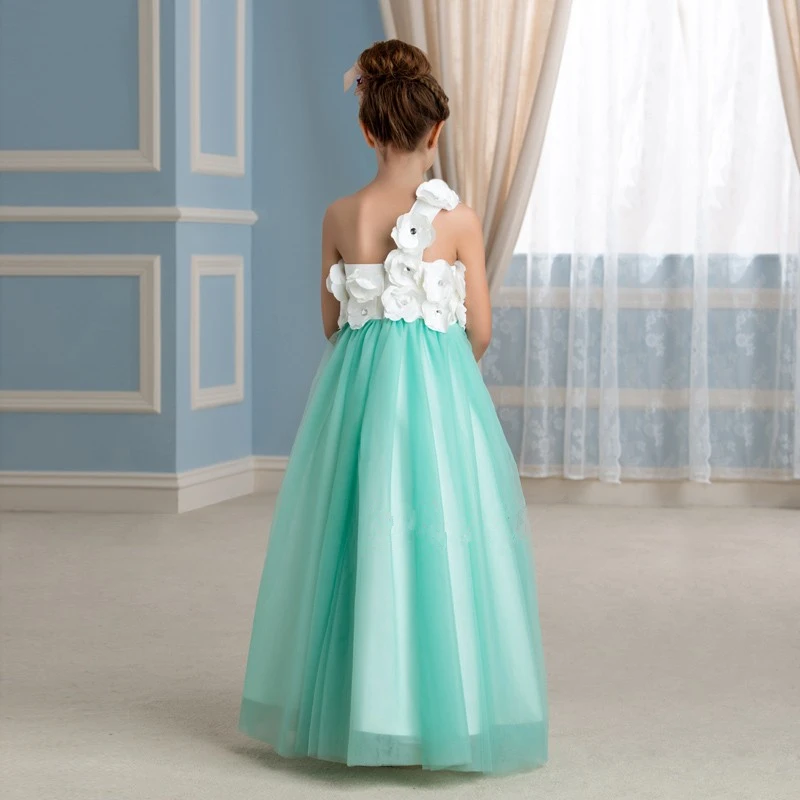 turquoise and white flower girl dresses