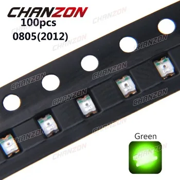 100pcs SMD 0805 (2012) Green SMT LED Chip Beads 20mA 3V 250mcd LED Light Emitting Diode Lamp Super Bright Electronics Components