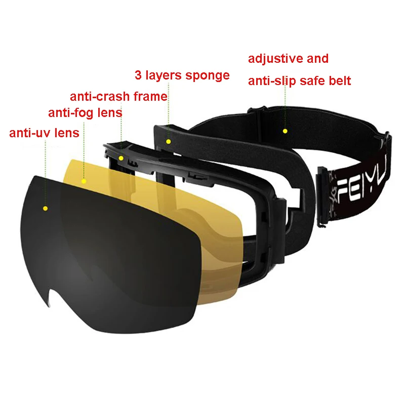 تزلج نظارات UV400 مكافحة الضباب كبيرة تزلج مزدوجة طبقات tpu نظارات التزلج الرجال النساء الثلوج على الجليد نظارات تزلج نظارات UV400 مكافحة الضباب كبيرة تزلج مزدوجة طبقات tpu نظارات التزلج الرجال النساء الثلوج على الجليد نظارات