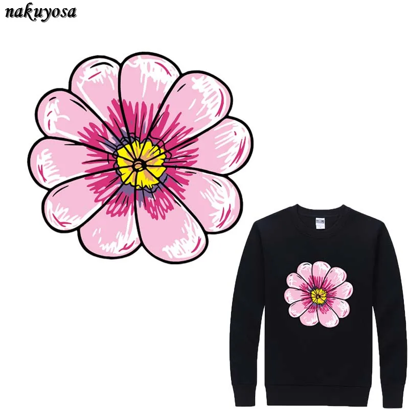 5pcs Fashion pink flower Iron Patches For Clothing T-shirt Dresses DIY Accessory Decoration Heat Press Appliqued 22*20.7CM | Дом и сад