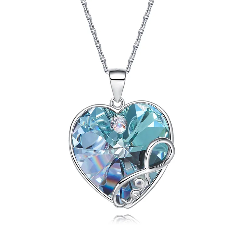 

crystal heart pendant necklace 925 Sterling Silver Embellished with crystals from Swarovski jewelry for Women gift