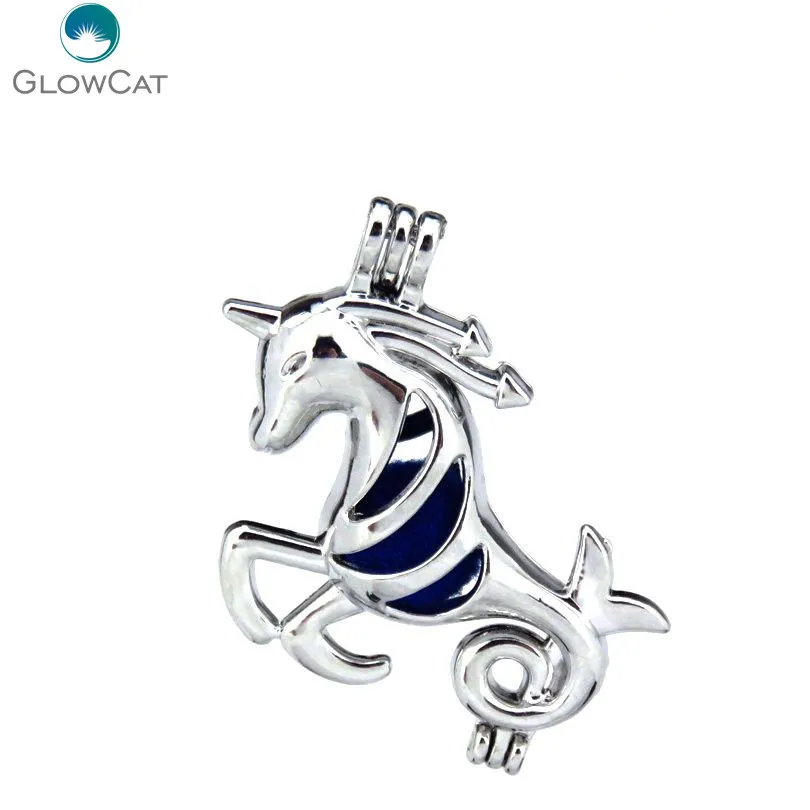 K178 5X/lot Silver Alloy Unicorn Oysters Bead Cage Pendant Fairytale Party Essential Oil Diffuser Locket | Украшения и аксессуары