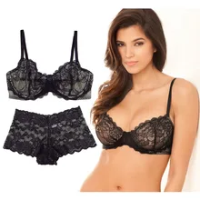 Для женщин бюстгальтер сексуальный бюстгальтер на косточках без подкладки чашки кружевные комплекты бюстгальтеров и трусиков, кружевные трусики размера плюс 30 32 34 36 38 C D DD DDD/E/F/№ 7607