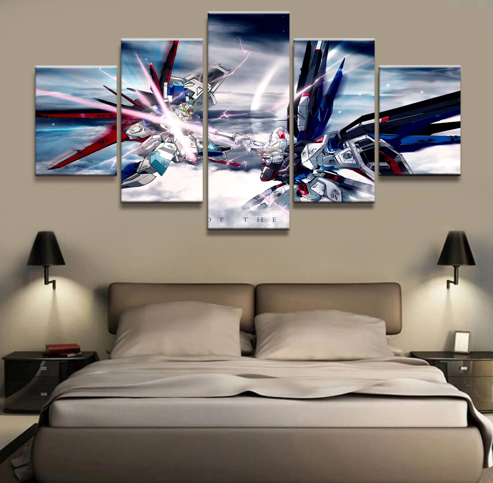 

Wall Art Painting Pictures Canvas Printed Anime Modular Poster 5 Panel Gundam Home Decor For Living Room Modern Cuadros Artwork