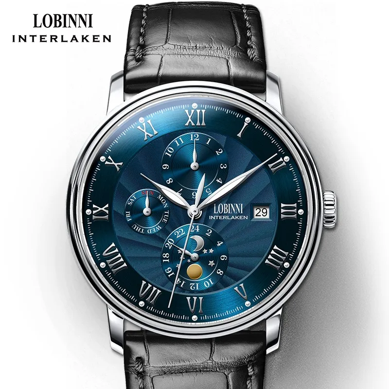 Новые LOBINNI Switzerland мужские часы люксовый бренд наручные Чайка автоматические