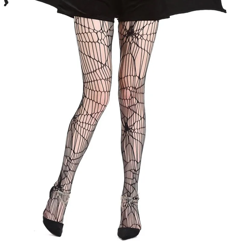 

Black Bat Spider Pattern Lady Transparent Stockings Cosplay Pantyhose Fun Pantimedias Mujer Gothic Tights With A Pattern