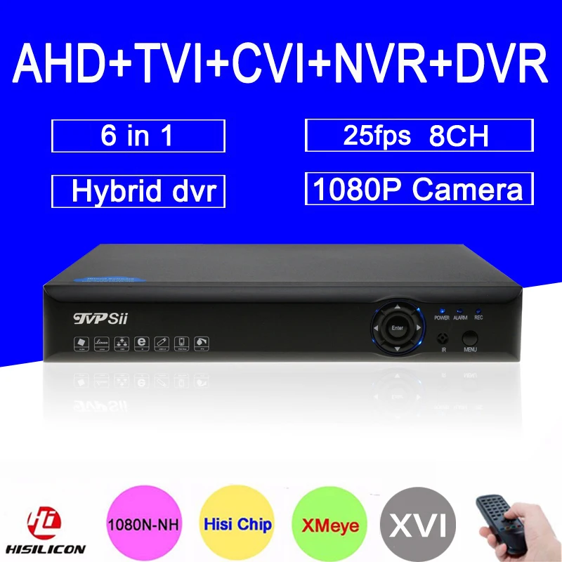 

Blue-ray Xmeye Hi3521A 1080P CCTV Camera 25Fps 1080N 8 Channel 8CH 6 in 1 Hybrid Coaxial TVI CVI IP NVR AHD DVR Free Shipping