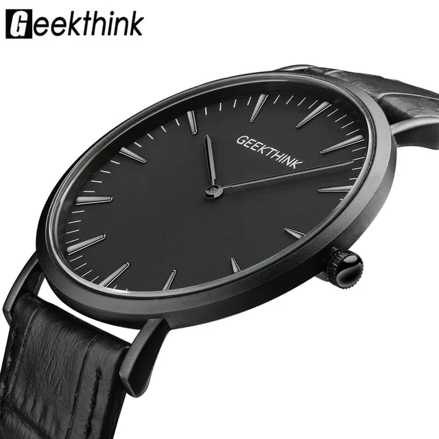 Prix pour GEEKTHINK De Luxe Haut de Quartz de Marque de montre hommes Casual Noir quartz-montre D'affaires en cuir véritable ultra mince horloge mâle 2017 Nouveau Prix pour GEEKTHINK De Luxe Haut de Quartz de Marque de montre hommes Casual Noir quartz-montre D'affaires en cuir véritable ultra mince horloge mâle 2017 Nouveau