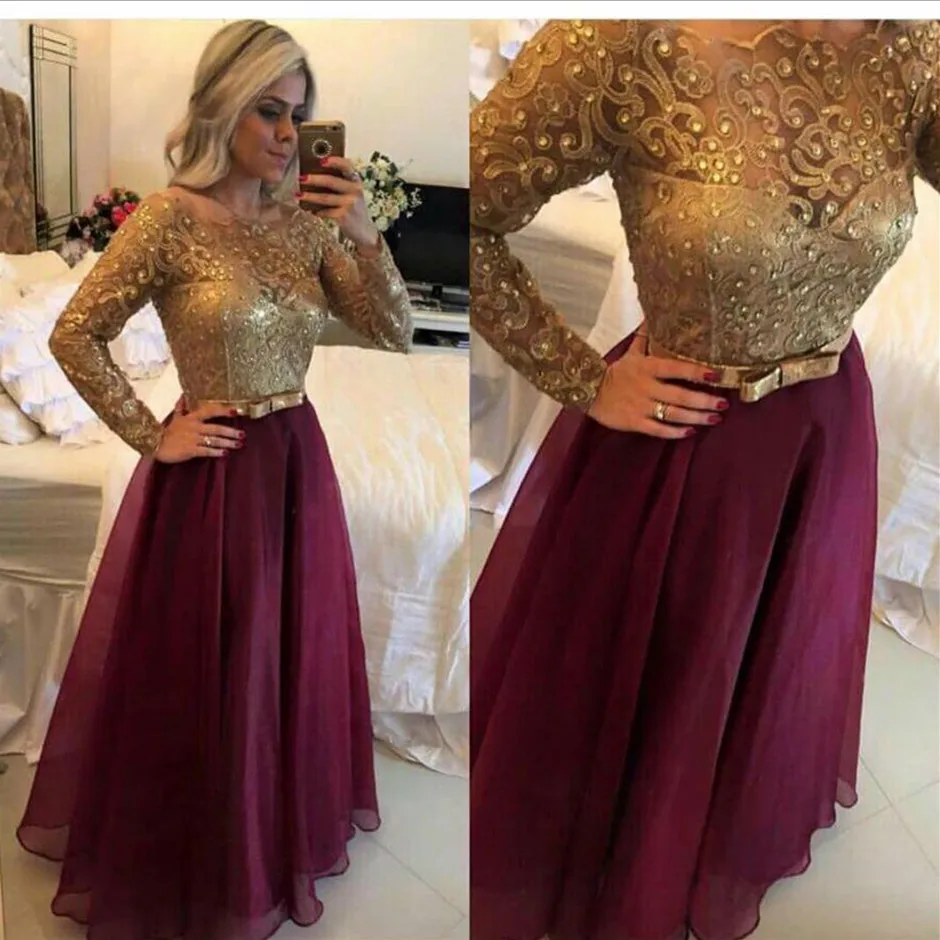 dark purple and gold dress