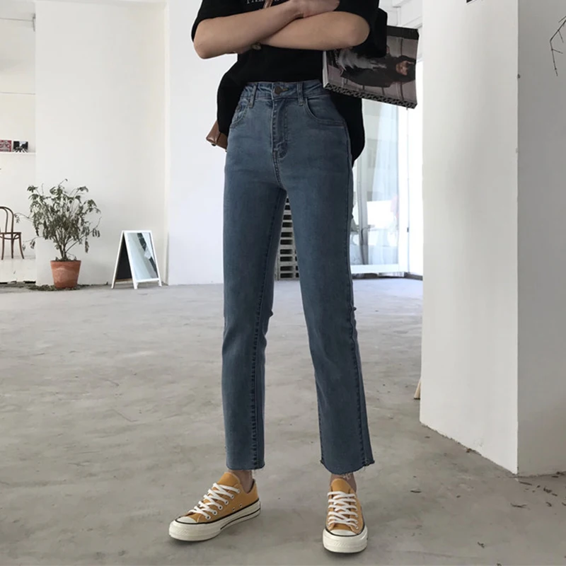 Весна-Осень, женские модные брендовые винтажные джинсы, облегающие джинсы длиной до щиколотки, женские повседневные штаны в Корейском стиле