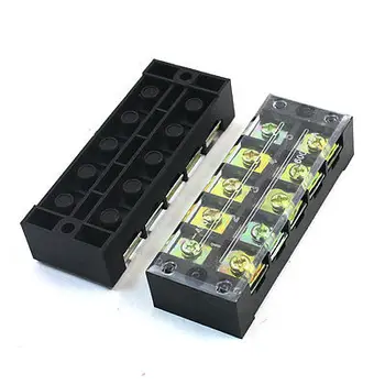 

2pcs 600V 45A 5P Double Row Covered Barrier Screw Terminal Block Strip