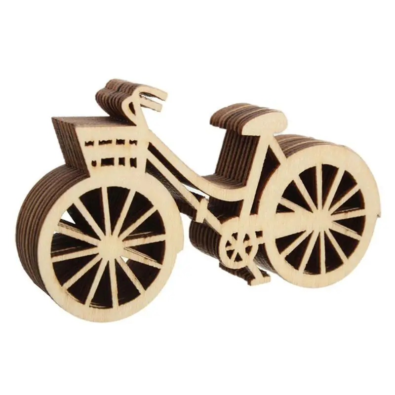 10PCS Wooden Bicycle Shape Embellishments Crafts DIY Crafting Ornament
