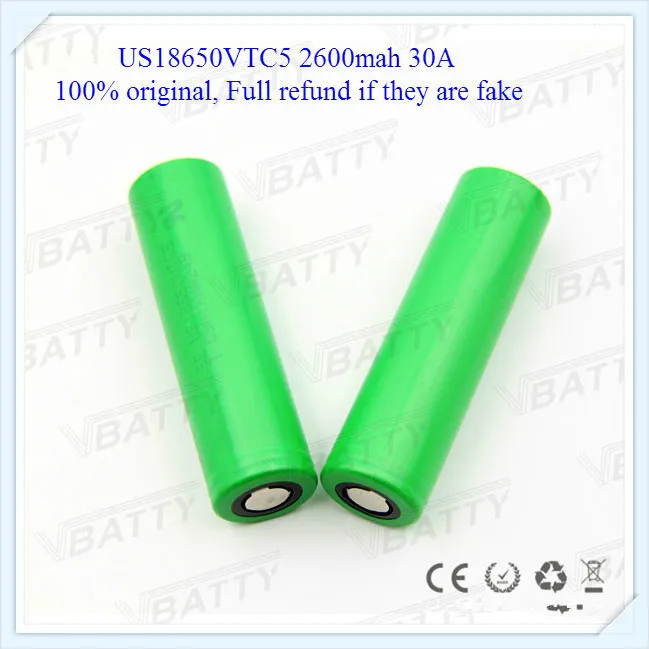 

authentic 30a High Discharge current vtc5 18650 lithium battery 2600mah 3.6V for Sony Vtc5(1pc)