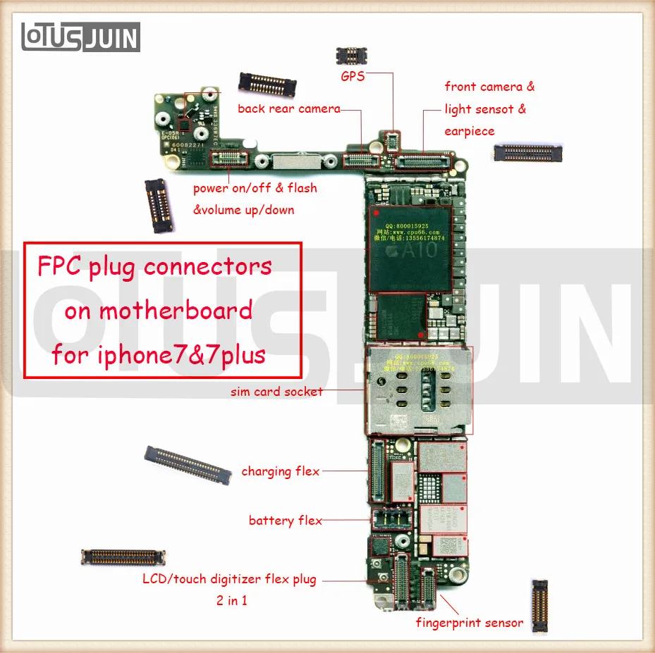 2 шт. материнская плата ЖК экран камера 3D подсветка GPS антенна для iPhone 7 7p plus FPC