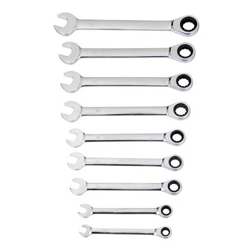 DWZ 1pc New Metric Combination Ratchet Wrench Spanner Workshop Home Tool 8mm-20mm 