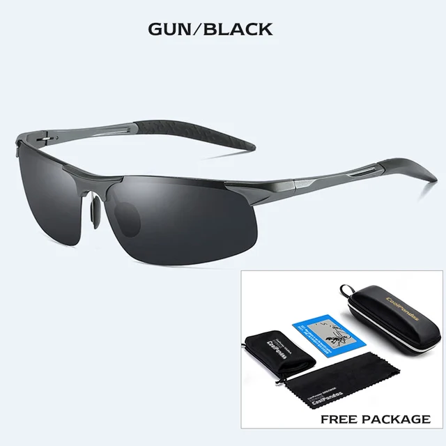 Men Polarized Sunglasses Military Goggles Aluminum Magnesium Sun Glasses Driving HD Glasses For Men/Wome Oculos masculino Male Gun-black